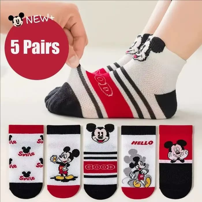 5 paires Mickey enfants chaussette été maille respirant garçon chaussettes courtes drôle enfant dessin animé
