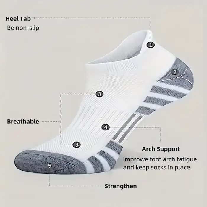 6/12 paires de chaussettes de course confortables et rembourrées, légères, évacuant l'humidité, respirantes, coupe basse, languettes antidérapantes