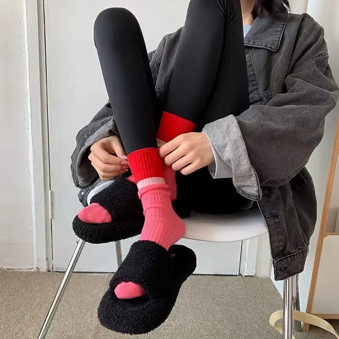 Chaussettes de couleur contrastée