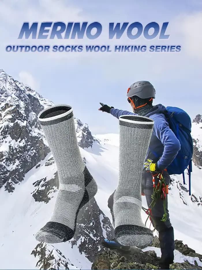 1 paire de chaussettes thermiques en laine mérinos, garde au chaud, douces, pour Ski, randonnée, Sport en plein air, Snowboard, épaisses, pour hommes et femmes, hiver