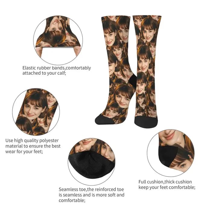 Chaussettes amusantes personnalisées avec visage personnalisé