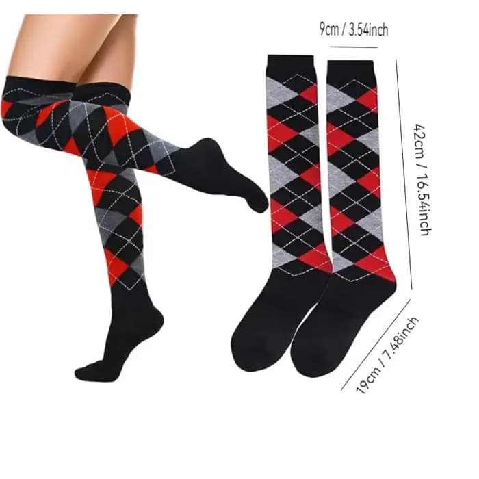 Chaussettes à carreaux de diamant pour femmes
