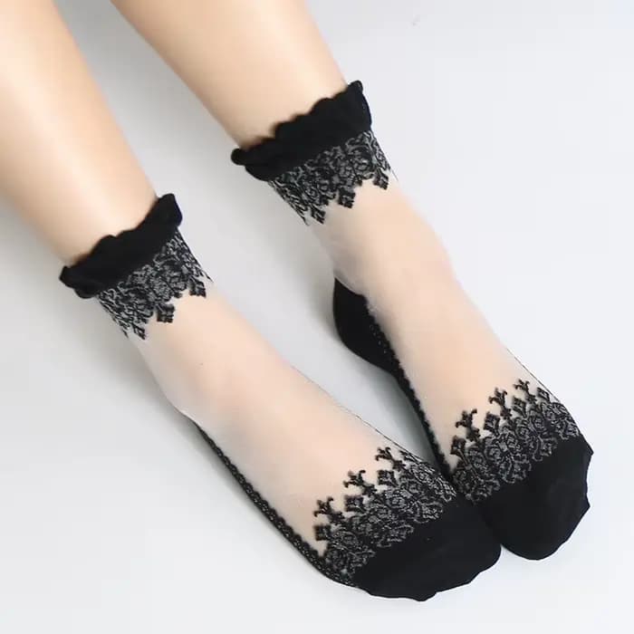 Chaussette en dentelle à volants pour femme