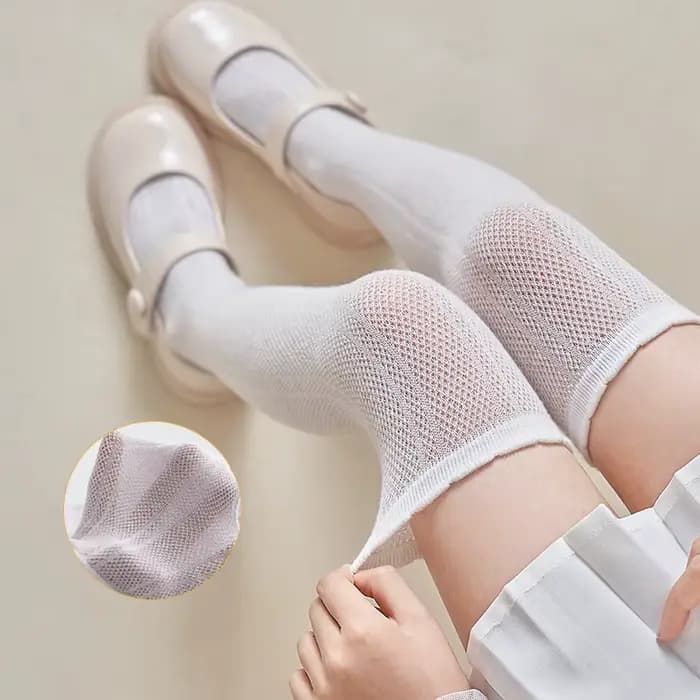 Chaussettes hautes et longues pour enfants filles, bas princesse en maille pour école, printemps et été