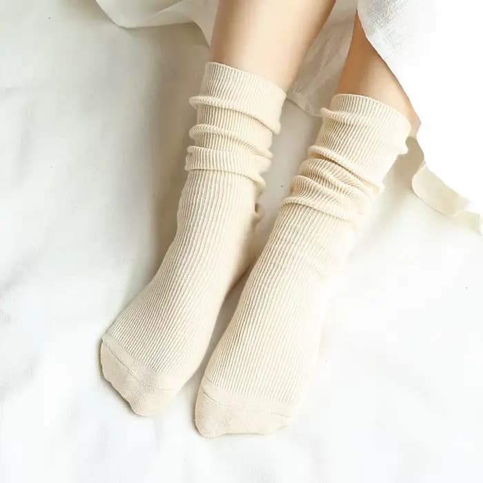 CHAOZHU japonais coréen lycée filles chaussettes hautes en vrac couleurs unies Double aiguilles tricot coton longues