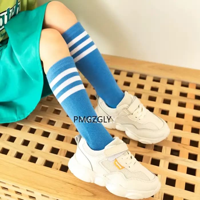 Chaussettes d'automne pour enfants, bas à tube central, couleur bonbon, bas de football classiques de style collégial, tube mi-haut