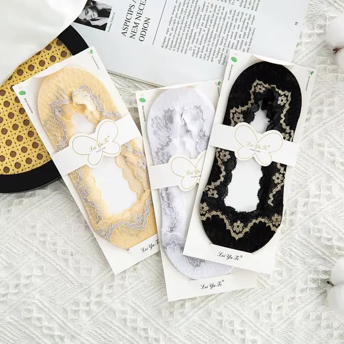 Chaussettes en dentelle bicolore pour femme