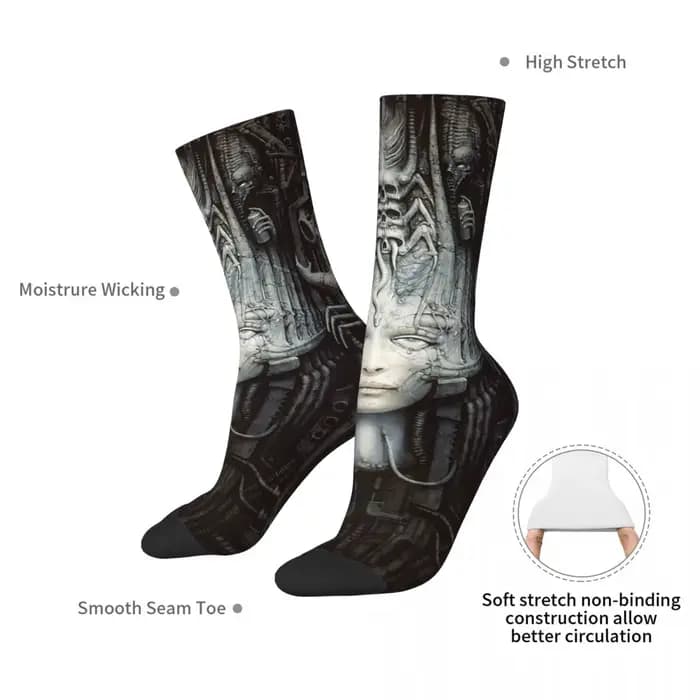 Hr Giger-articulation Painting Chaussettes Harajuku