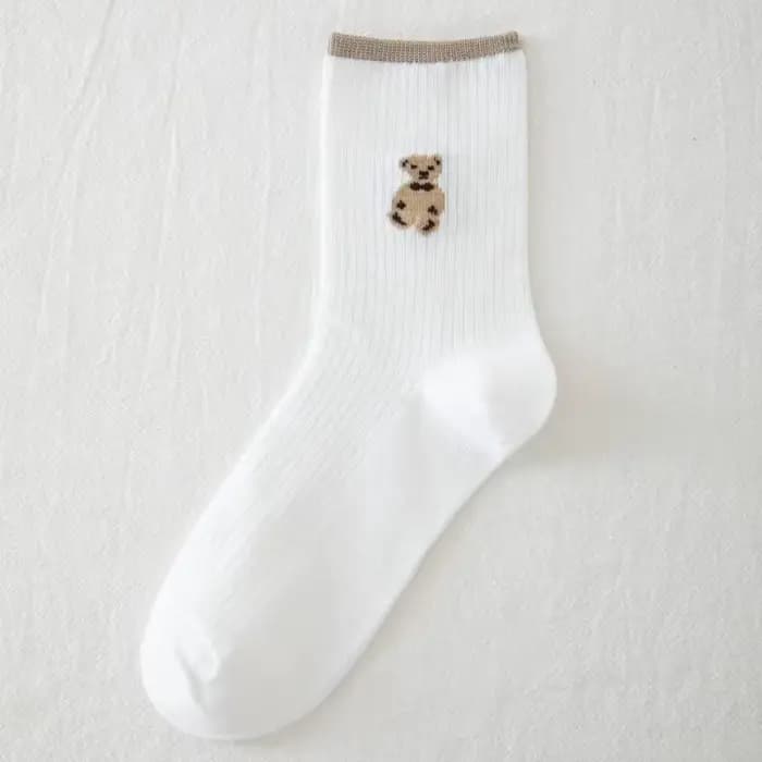 Chaussettes thermiques en coton avec ours mignon pour femme