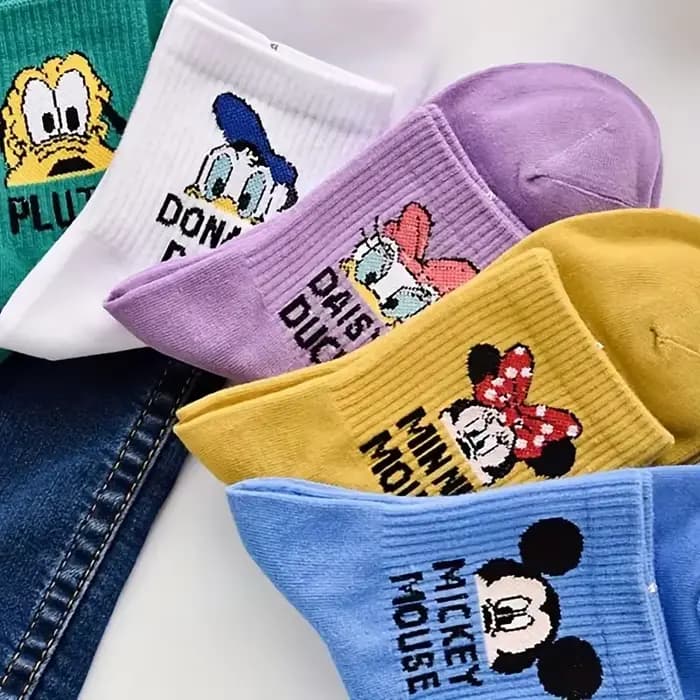 5 paires de chaussettes mignonnes à col rond en coton pour femmes