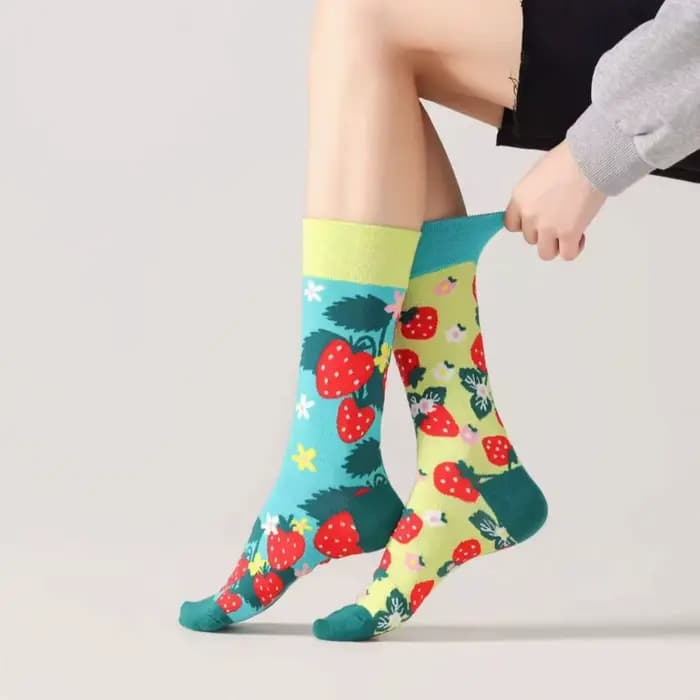 Chaussettes de Noël originales AB, mode européenne et américaine pour hommes et femmes - Chaussettes en coton colorées tendance avec design moyen et haut