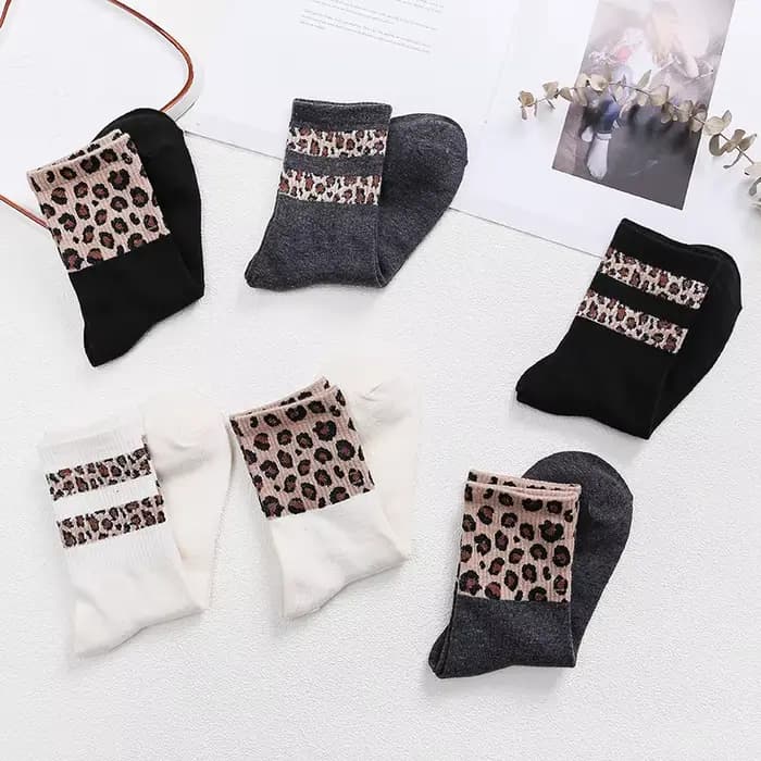 Chaussettes léopard rayées pour femmes