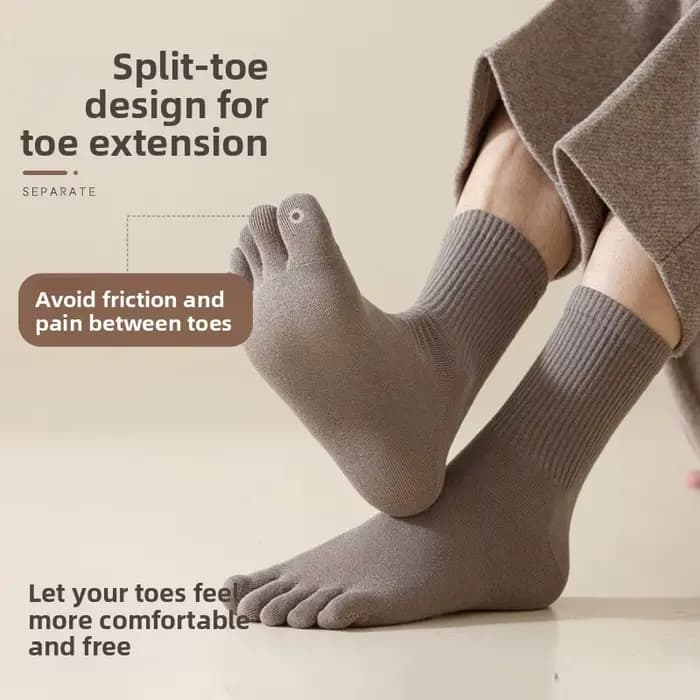 100% pur coton hommes mi-mollet cinq doigts chaussettes respirant absorbant antibactérien Anti-odeur printemps automne