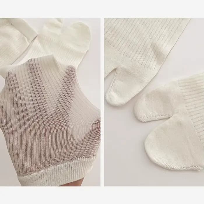 1 Paris Chaussettes fines de ballet à bout fendu pour femmes, mi-mollet, style doux pour jeunes filles, chaussettes amples à deux orteils, longues, couleur unie, noir, blanc, gris
