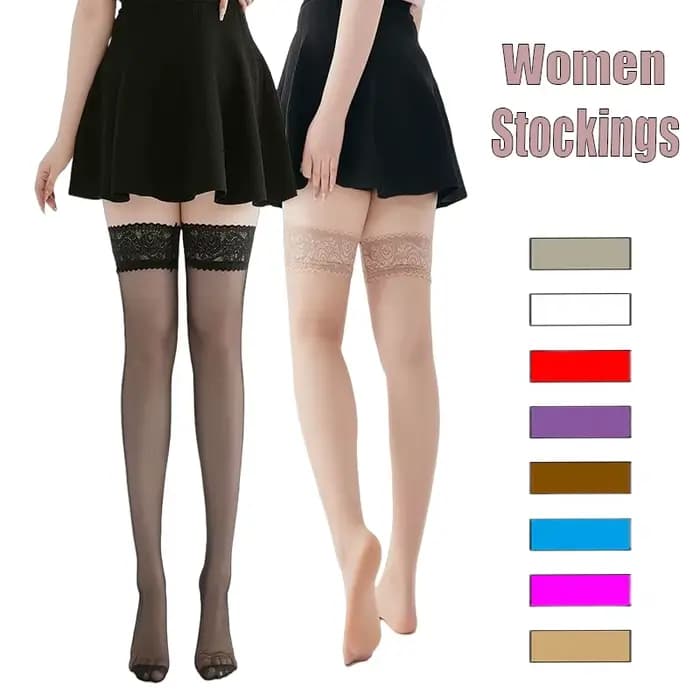 Femmes bas dentelle florale sur genou cuisse haute chaussettes femme large dentelle fleur Silicone Transparent confortable chaussette de haute qualité