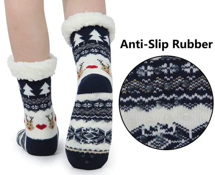 Chaussettes pantoufles de noël d'hiver pour femmes, chaussettes de sol épaisses avec pinces, chaussettes chaudes et pelucheuses antidérapantes, bas de couchage pour la maison, cadeaux de noël