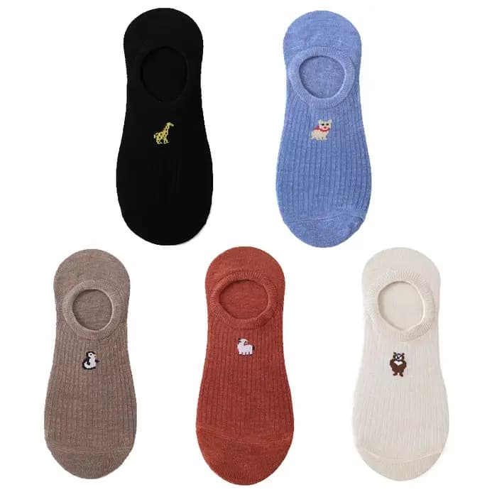 5 paires de 10 pièces printemps mode chaussettes femmes dessin animé animal broderie coton