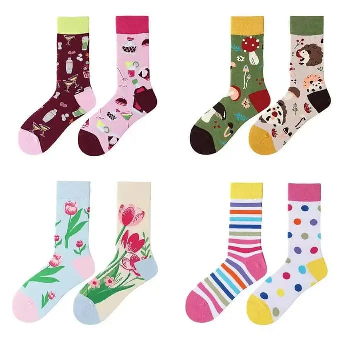 Chaussettes de Noël originales AB, mode européenne et américaine pour hommes et femmes - Chaussettes en coton colorées tendance avec design moyen et haut