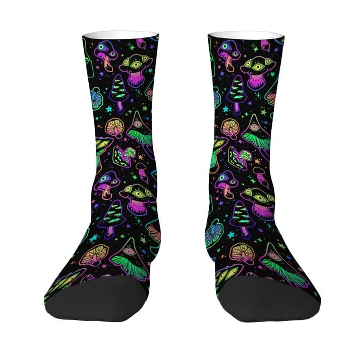 Chaussettes néon motif champignon démon