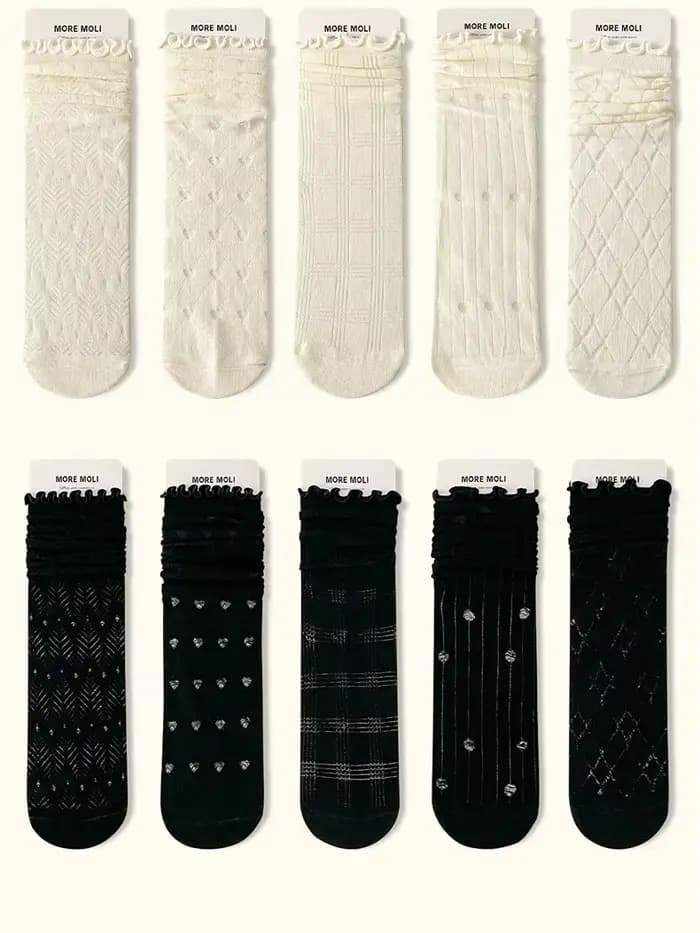 Chaussettes pour femmes Jk Harajuku, blanches et noires, printemps-été, coton, style coréen, simples, mi-tube, respirantes, confortables