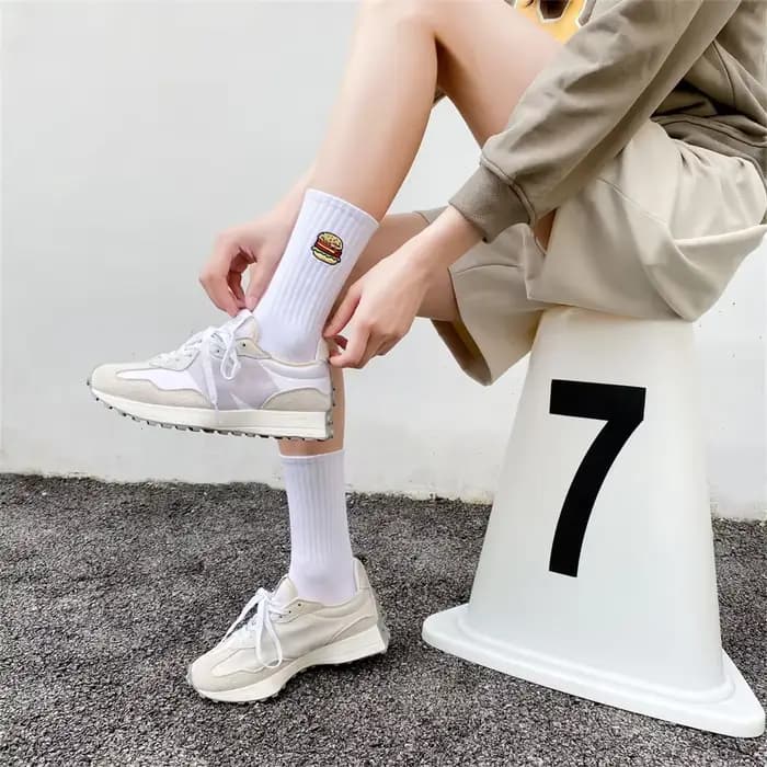 Chaussettes épaisses à motif Hamburger Pizza