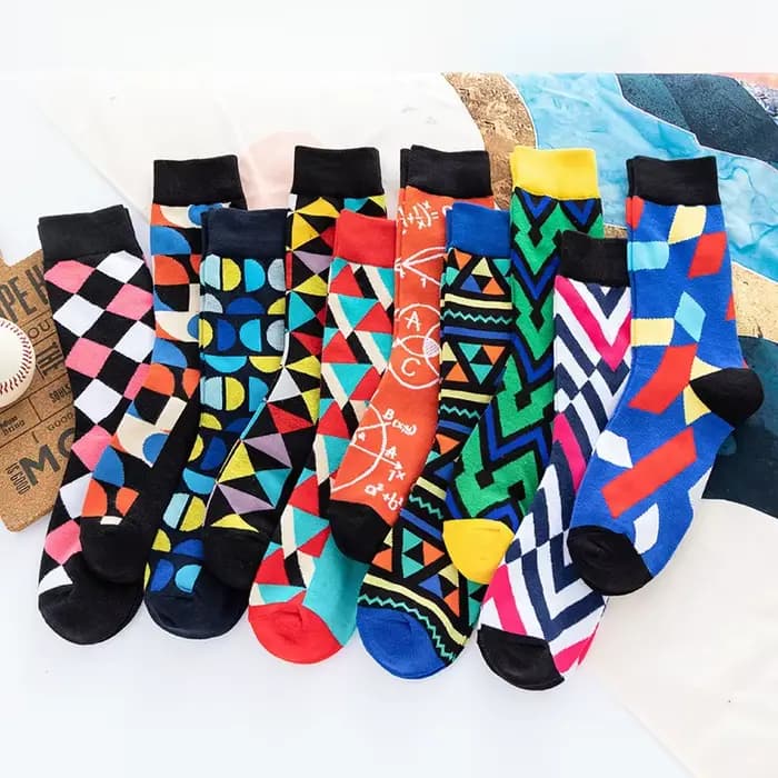 5 paires hommes robe à motifs chaussettes décontractées drôle fou amusant coloré nouveauté coton peigné mode Cew chaussettes