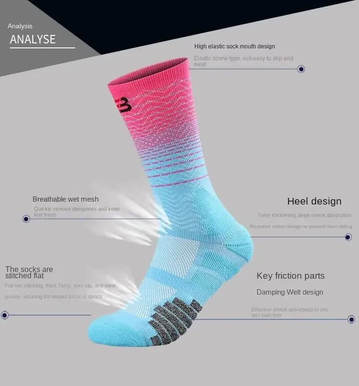 Sport cyclisme basket-ball chaussettes Compression course homme noir tendance respirant longue randonnée amortissement athlétique professionnel grands enfants