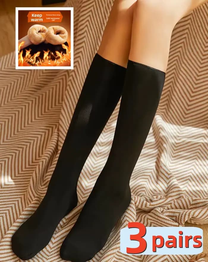 Femmes/hommes hiver chaud épaissir chaussettes thermiques laine cachemire Nylon neige peau noire sans couture velours