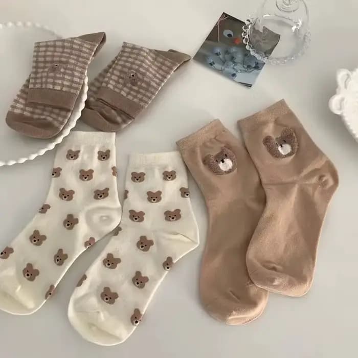 Chaussettes créatives ours brun pour femmes