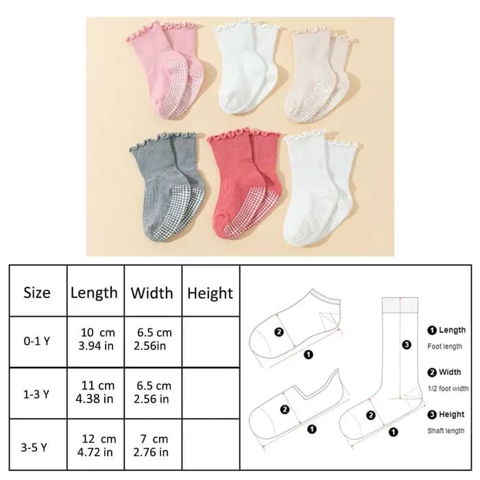 6 paires de chaussettes à volants pour filles - Baby Grip 0-5 ans