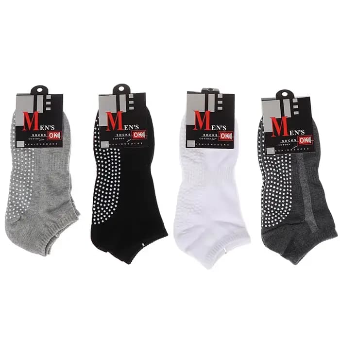 1 paire de chaussettes de Yoga antidérapantes en coton pour hommes avec poignées, chaussettes de sol respirantes et antidérapantes pour Pilates, gymnastique, Fitness, taille 39-44, livraison directe