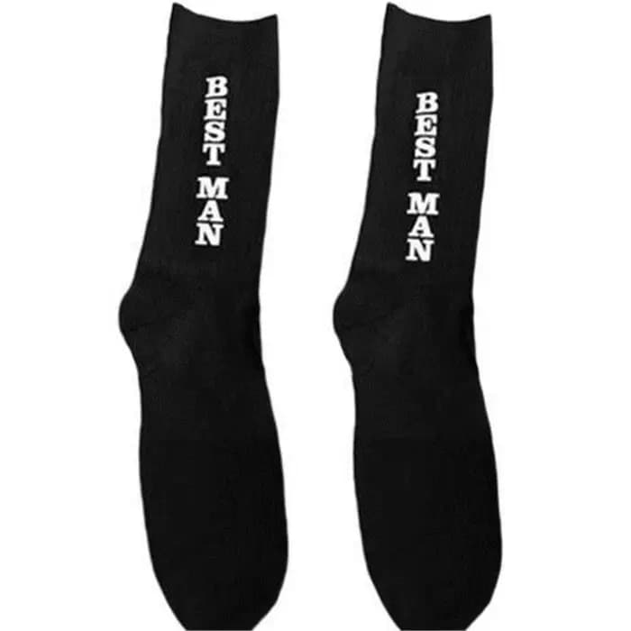 Chaussettes de mariage amusantes noires pour garçons d'honneur