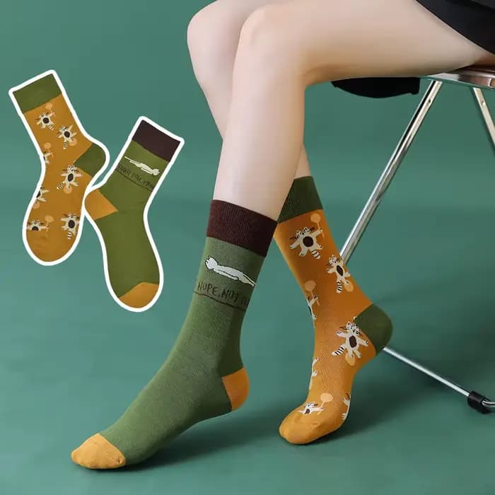 Chaussettes Asymétriques en Coton Peigné pour Femme