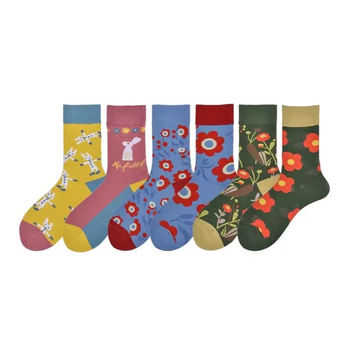 Chaussettes Asymétriques en Coton Peigné pour Femme