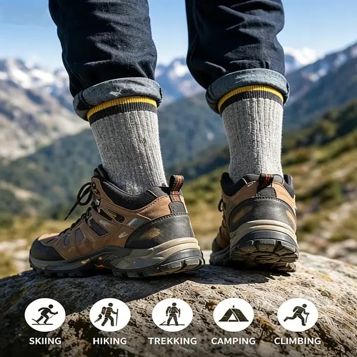 1 paire de chaussettes thermiques en laine mérinos