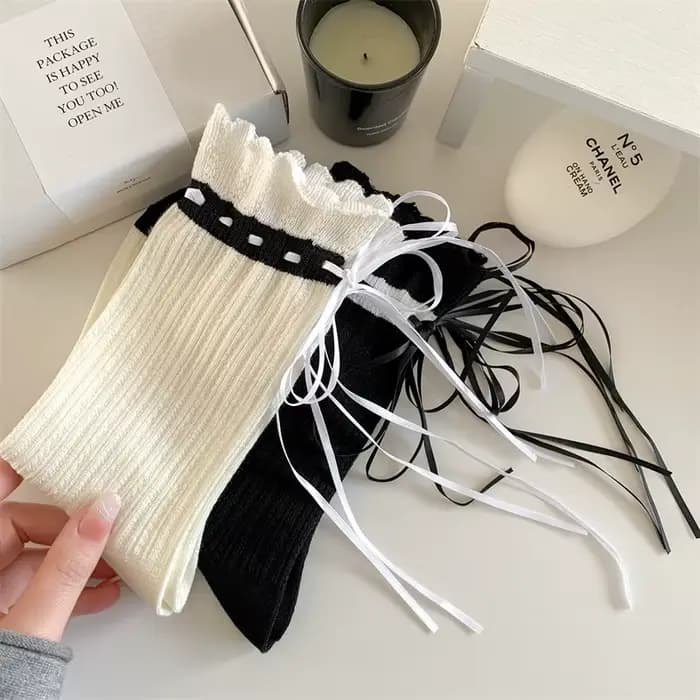 Chaussettes à froufrous en coton pour femmes