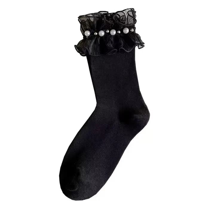 Chaussettes d'été et de printemps pour femmes, en dentelle, à bord roulé, confortables, de haute qualité, style français Sweet Lolita JK, chaussettes polyvalentes en coton perlé pour filles