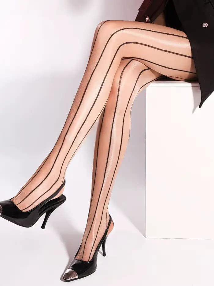 Collants rayés 10D pour femmes, ultra fins, transparents, sexy, à entrejambe ouvert, semi-transparents, taille haute