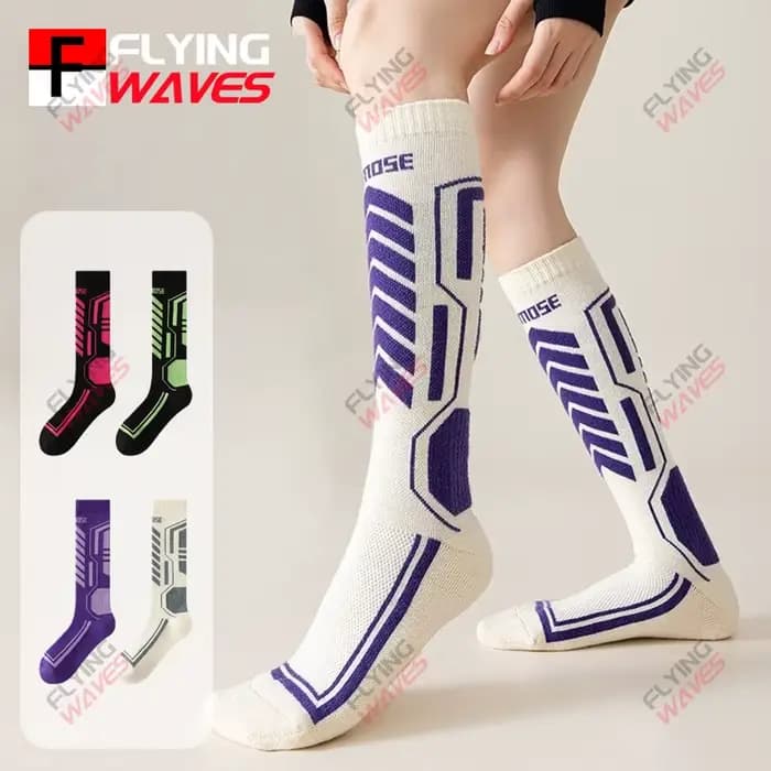Chaussettes de Ski chaudes et épaisses pour femmes, chaussettes longues antidérapantes à Compression, Absorption d'humidité pour jeunes femmes, Ski, Sports de neige d'hiver
