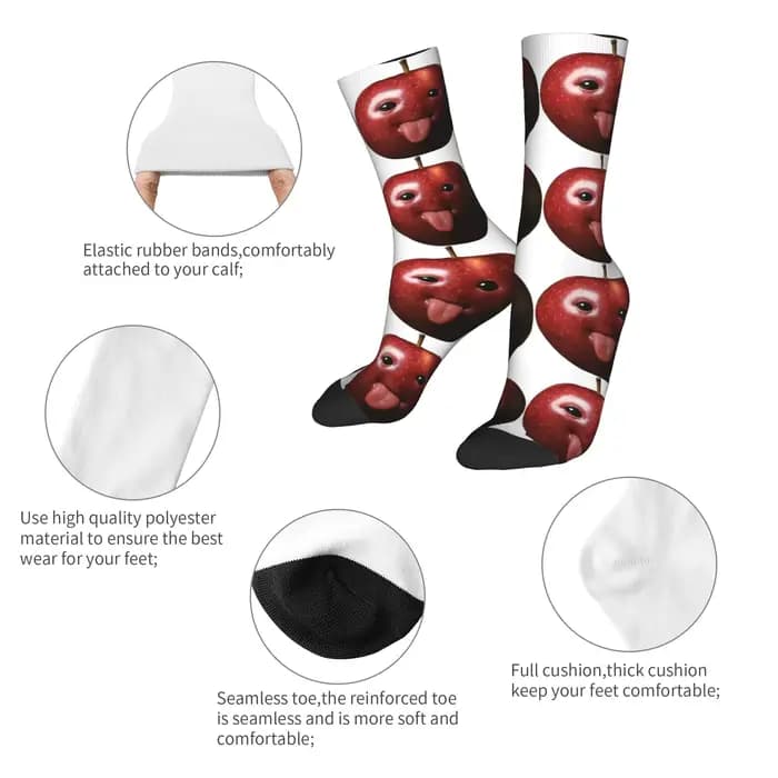 Drôle idiot Ai Apple Gen Z Meme cerveau humour langue sur bas chaussettes élégantes hiver