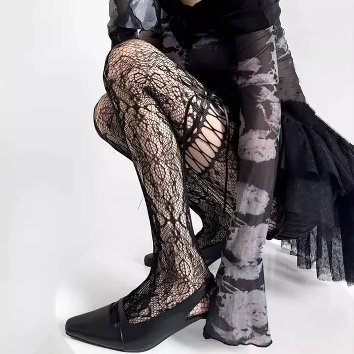 Collants fins en dentelle pour femmes