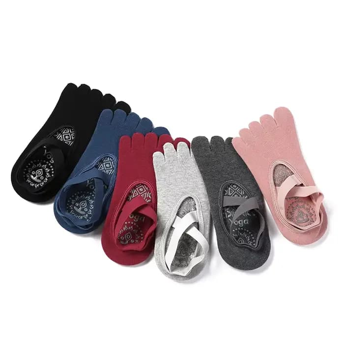 Chaussettes de Yoga antidérapantes à cinq orteils pour femmes