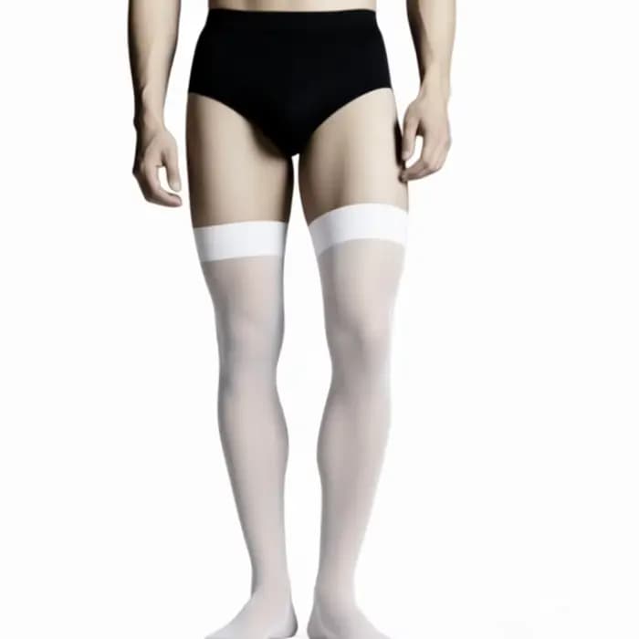 Bas en soie bleu marine pour hommes sexy