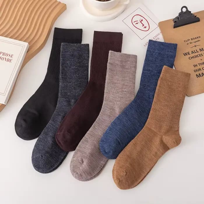 4 paires de chaussettes pour hommes de couleur unie 100% laine épaissie mi-mollet