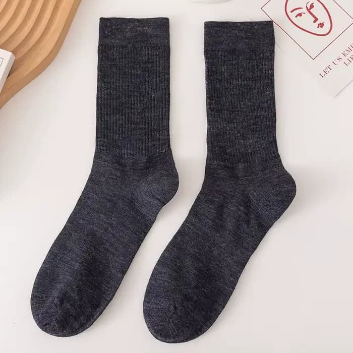 4 paires de chaussettes pour hommes de couleur unie 100% laine épaissie mi-mollet