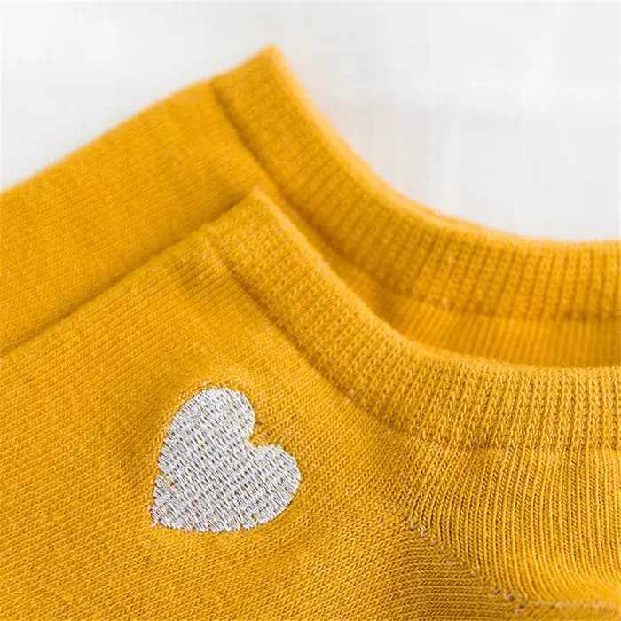 Mignon broderie or argent coeur chaussettes femmes belle drôle paillettes amour Sokken Art cheville Calcetines livraison directe