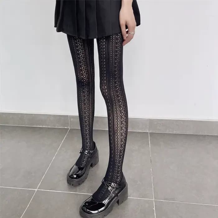 Collants résille en maille de dentelle évidée pour femmes