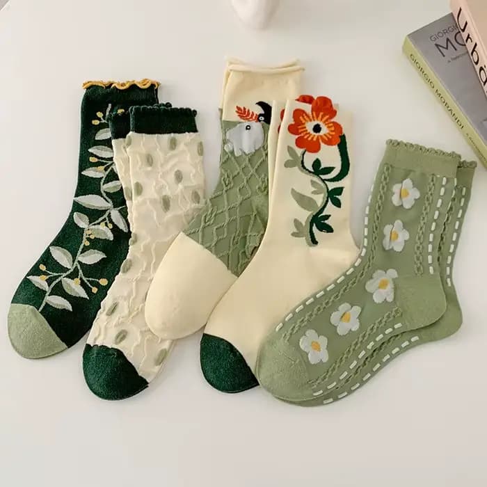 5 paires de chaussettes mi-tube pour femmes
