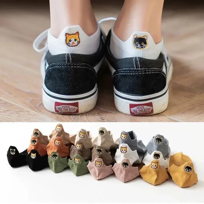 10 paires Pack Kawaii chaussettes femmes bonne cheville drôle dessin animé broderie chat Harajuku accessoires court Lot cadeau pattes griffe