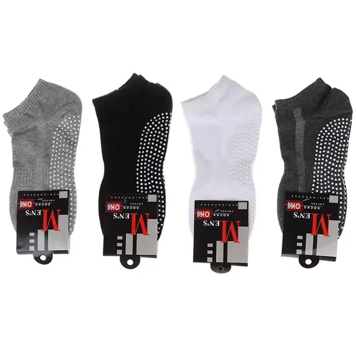 1 paire de chaussettes de Yoga antidérapantes en coton pour hommes avec poignées, chaussettes de sol respirantes et antidérapantes pour Pilates, gymnastique, Fitness, taille 39-44, livraison directe